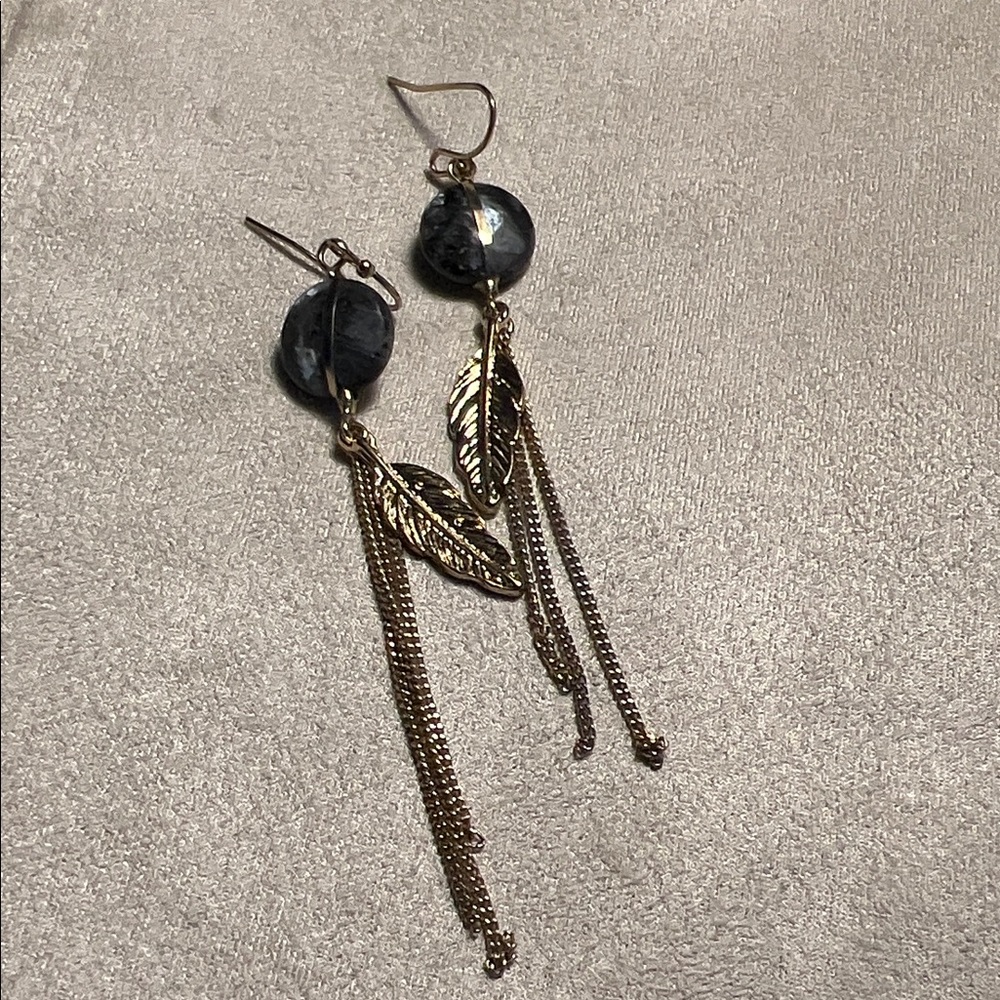 Chic Gold and Black Dangle Earrings